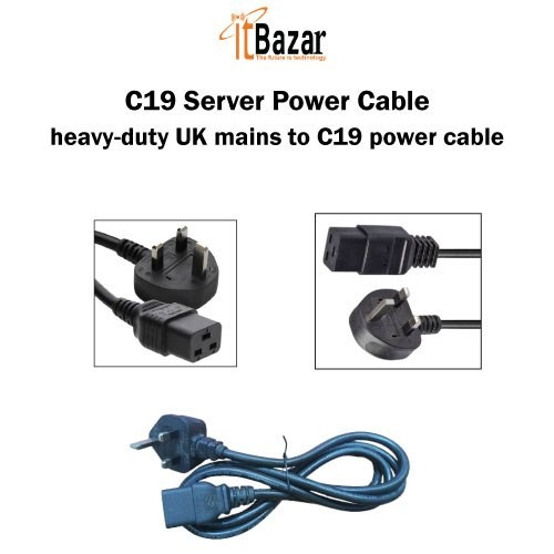 C19 Server Power Cable heavy-duty UK mains to C19 power cable