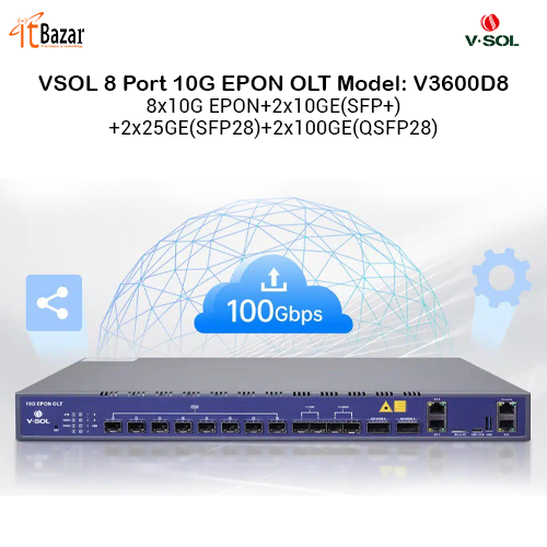 VSOL 10G EPON OLT V3600D8 8-Port 1x256 Split Ratio