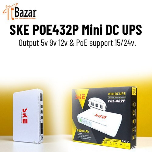 SKE POE432P Mini DC UPS Output 5v 9v 12v & PoE support 15/24v