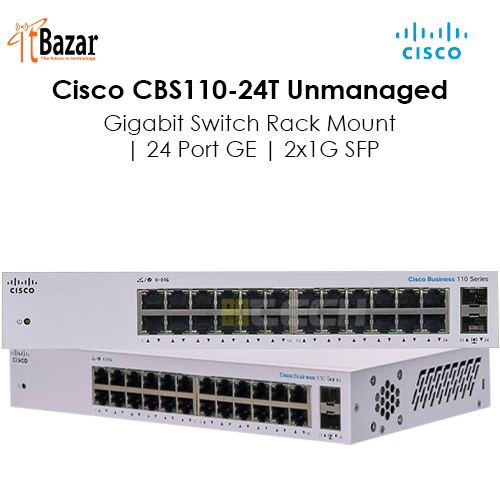 Cisco CBS110-24T Unmanaged Gigabit Switch Rack Mount | 24 Port GE | 2x1G SFP