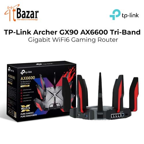 TPLink Archer GX90 AX6600 Tri-Band Gigabit WiFi6 Gaming Router