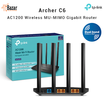 TPLink Archer C6 AC1200 Wireless MU-MIMO Gigabit Router
