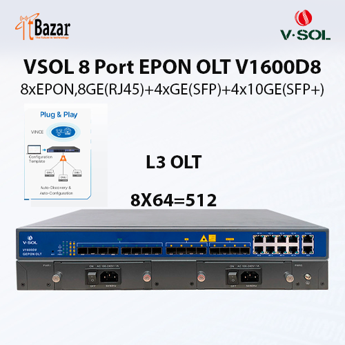 VSOL 8 Port EPON OLT V1600D8 10G UPLINK