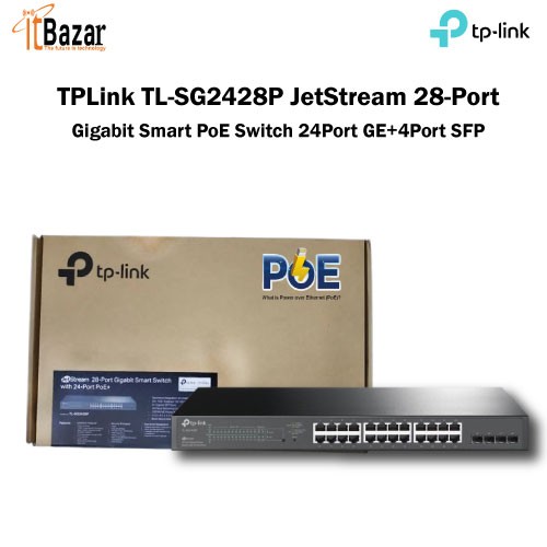 TPLink TL-SG2428P JetStream 28-Port Gigabit Smart PoE Switch 24Port GE+4Port SFP