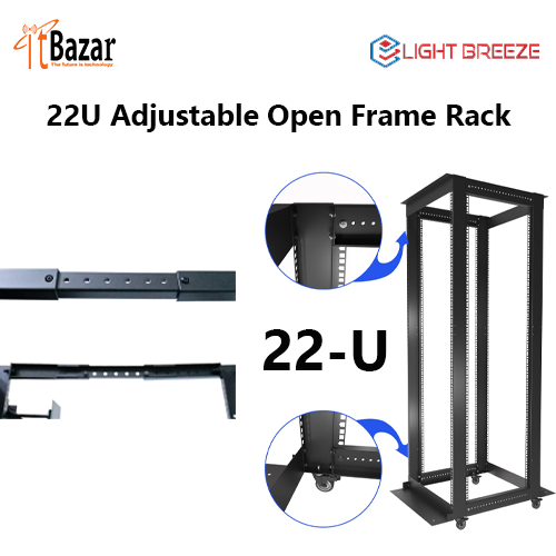 22U Adjustable Depth Open Server Rack 4 Leg
