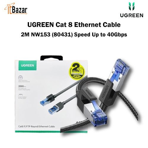 UGREEN Cat 8 Ethernet Cable 2M NW153 (80431) Speed Up to 40Gbps