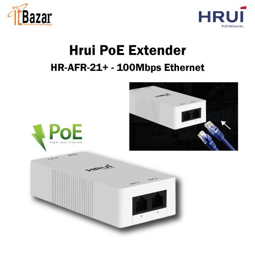 Hrui PoE Extender HR-AFR-21+ - 100Mbps Ethernet