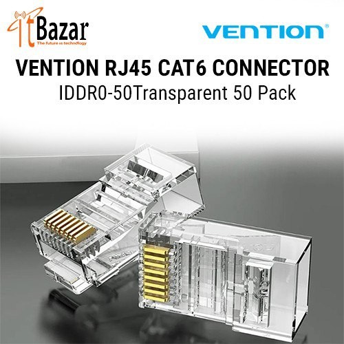 VENTION RJ45 Cat6A Connector UTP RJ45 Modular Plug Transparent 50 Pack